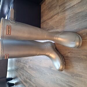 Hunter Silver Rain Boots, Knee High